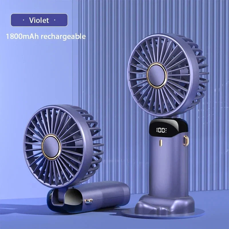 Ventilator Mini Pliabil cu Agățătoare de Gât – USB Reîncărcabil, 5 Viteze