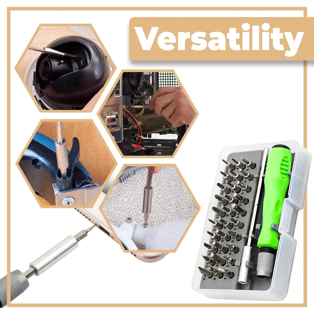 Set Șurubelnițe de Precizie 32-în-1 – Kit Magnetic pentru Telefon, Ochelari, Laptop și Reparații Casnice
