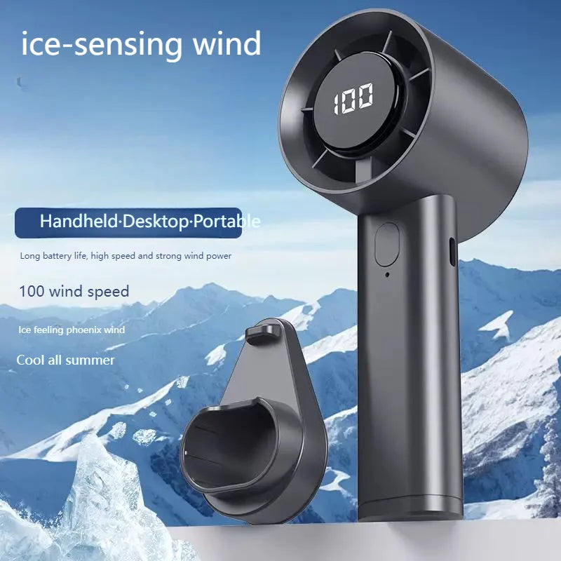 Ventilator Mini Portabil cu Răcire Semiconductoare – 100 Viteze, Ecran LED, USB