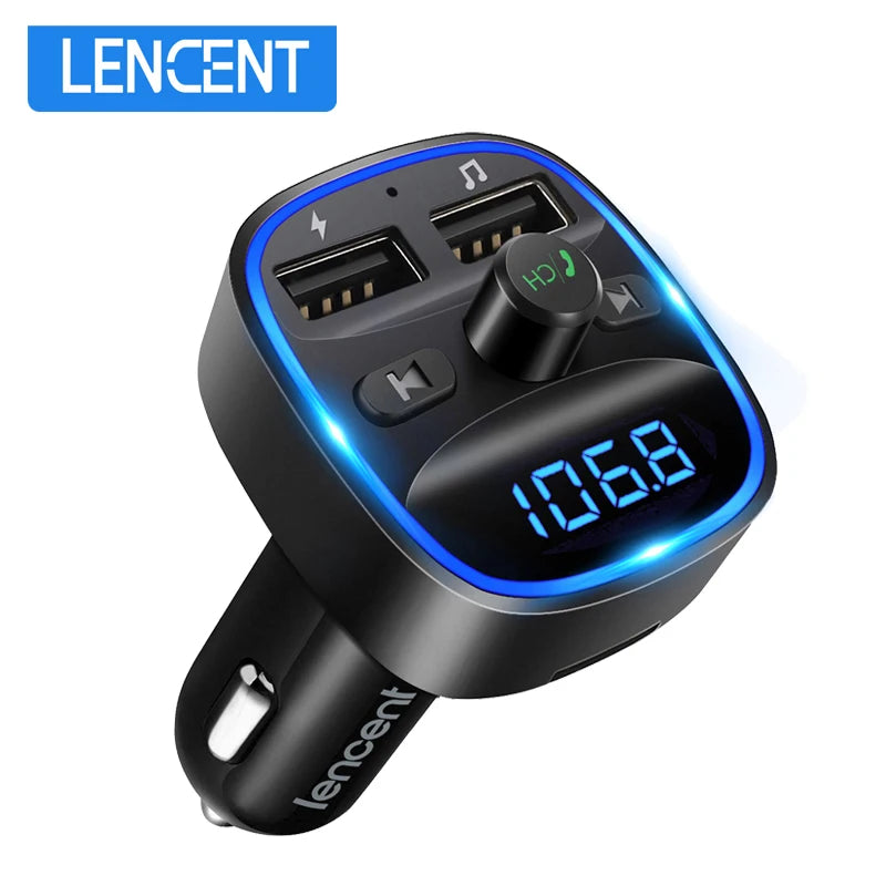 Transmițător FM Bluetooth LENCENT T25 – Wireless, Dual USB, MP3, Card TF, Kit Auto