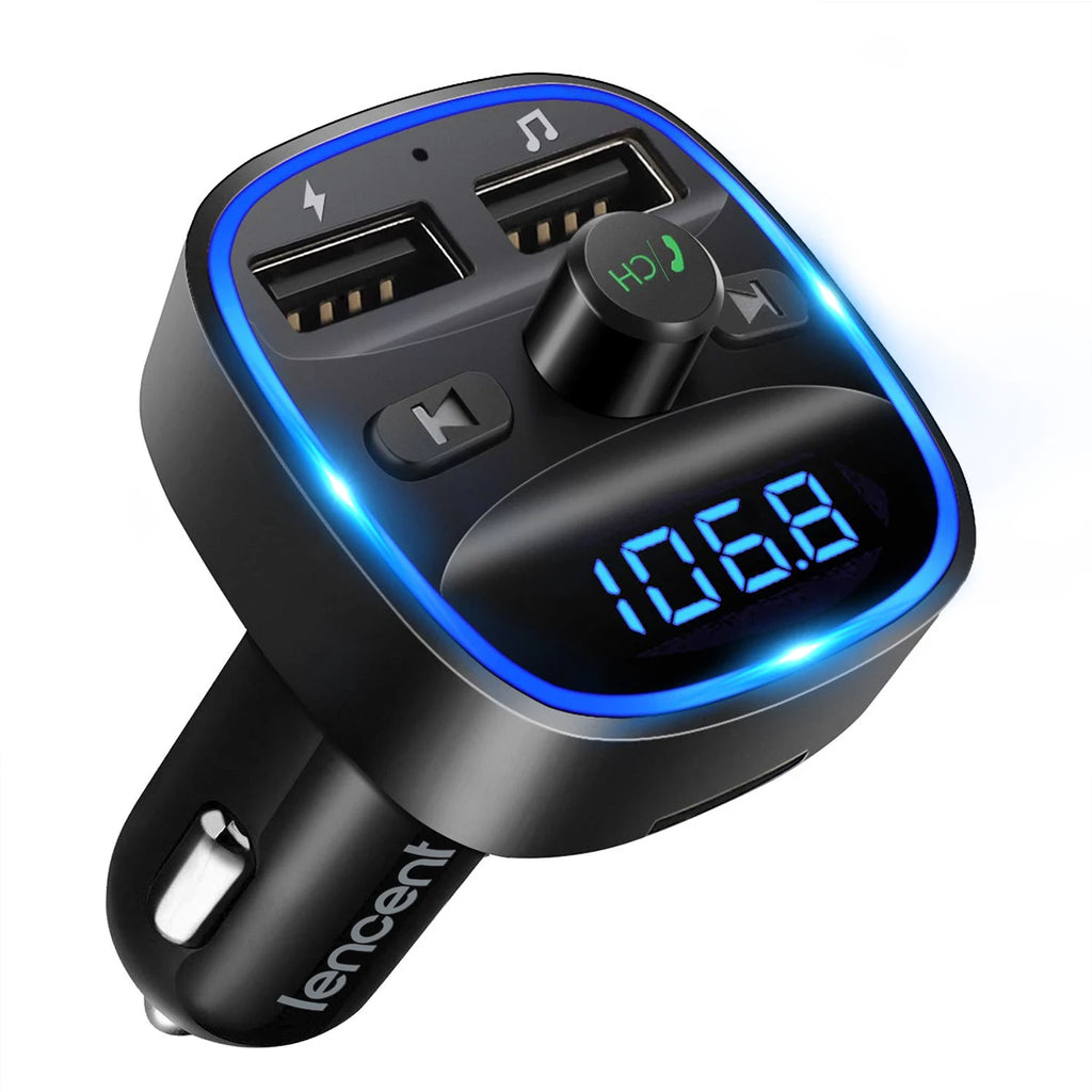 Transmițător FM Bluetooth LENCENT T25 – Wireless, Dual USB, MP3, Card TF, Kit Auto