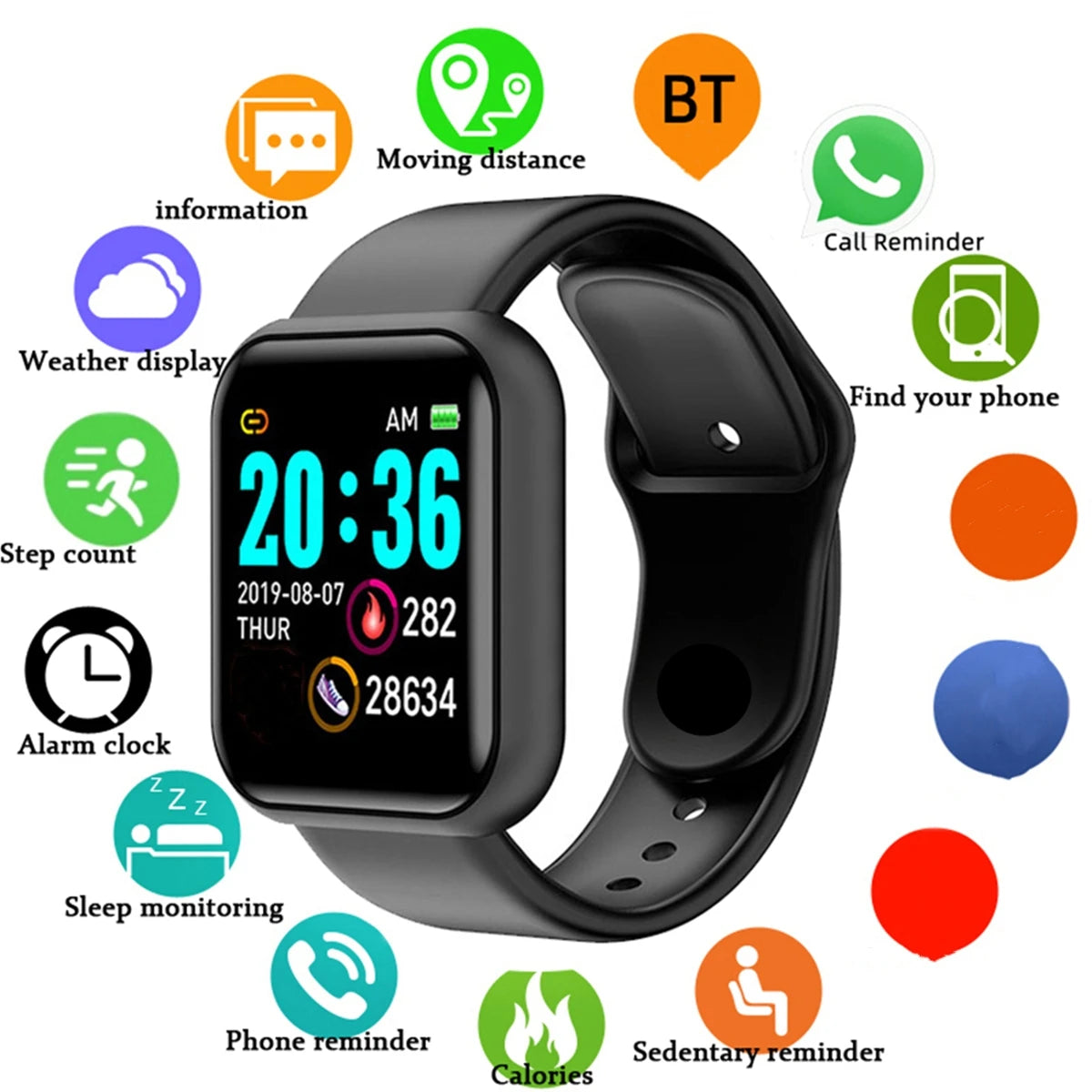 Ceas Inteligent pentru Bărbați și Femei – Smartwatch Fitness, Monitor Ritm Cardiac, Notificări, Android/iOS
