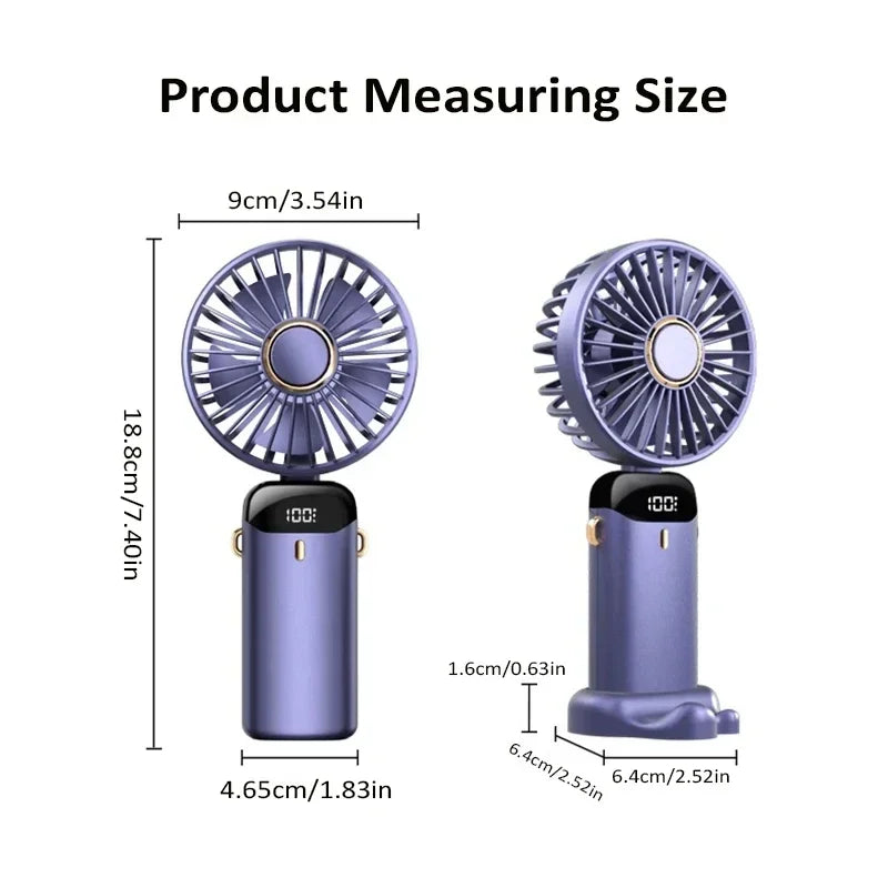 Ventilator Mini Pliabil cu Agățătoare de Gât – USB Reîncărcabil, 5 Viteze