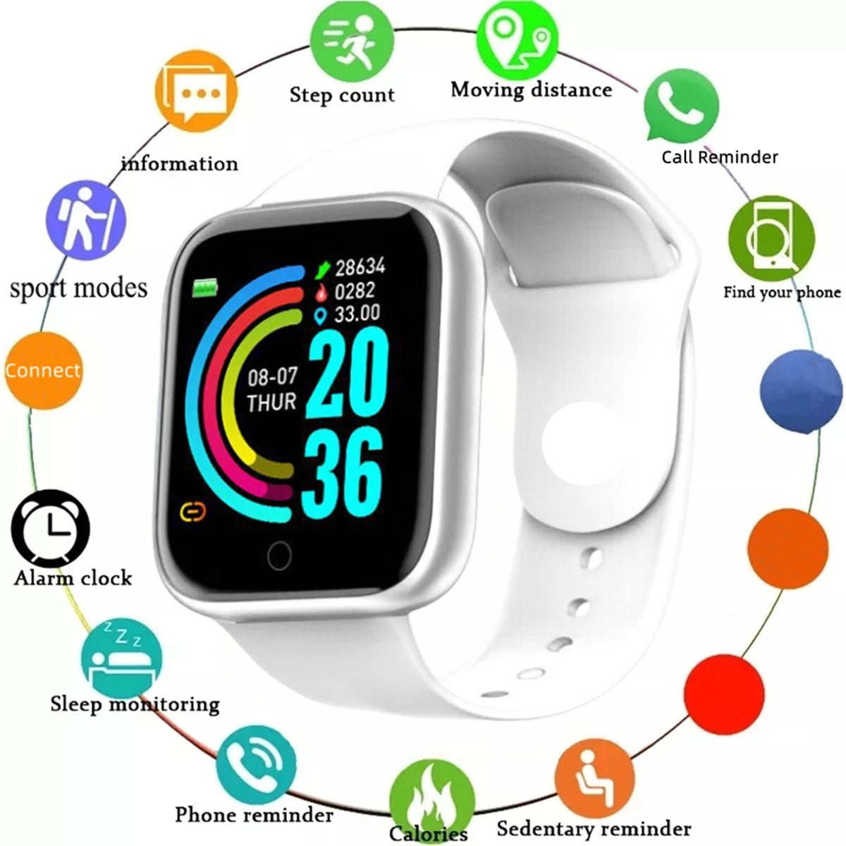 Ceas Inteligent pentru Bărbați și Femei – Smartwatch Fitness, Monitor Ritm Cardiac, Notificări, Android/iOS