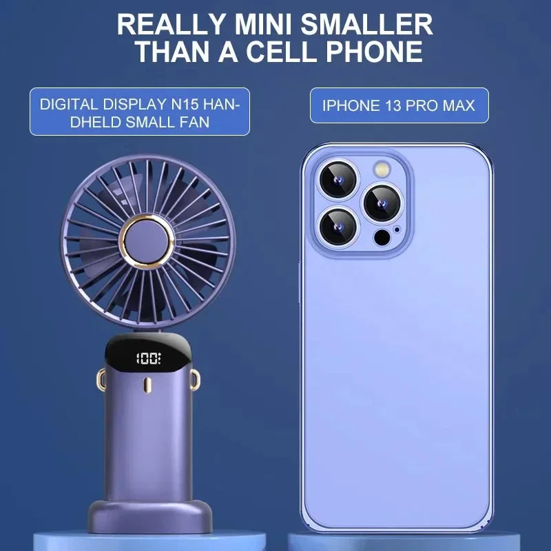 Ventilator Mini Pliabil cu Agățătoare de Gât – USB Reîncărcabil, 5 Viteze