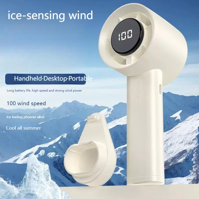Ventilator Mini Portabil cu Răcire Semiconductoare – 100 Viteze, Ecran LED, USB