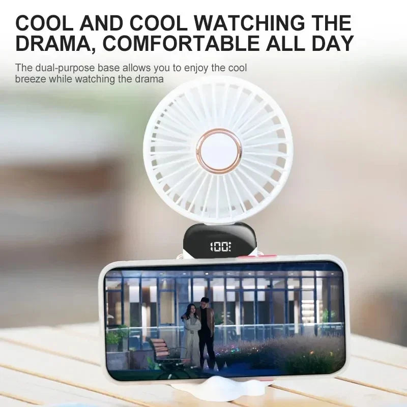 Ventilator Mini Pliabil cu Agățătoare de Gât – USB Reîncărcabil, 5 Viteze