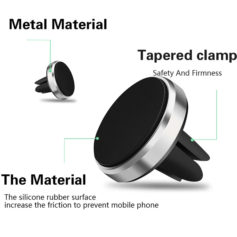 Suport Magnetic Auto Universal pentru Ventilație – Compatibil iPhone, Samsung, Xiaomi