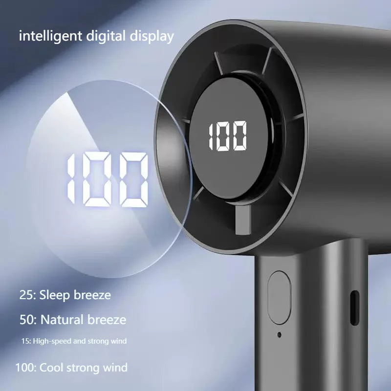 Ventilator Mini Portabil cu Răcire Semiconductoare – 100 Viteze, Ecran LED, USB