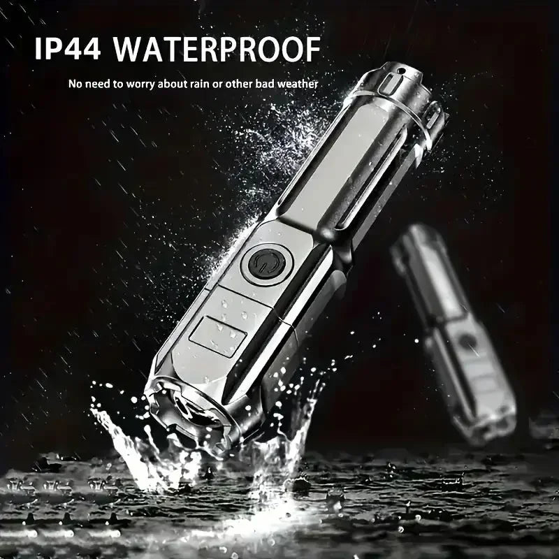 Lanternă LED Puternică Reîncărcabilă USB – Impermeabilă, Zoom, 100 Lumeni, Tactică