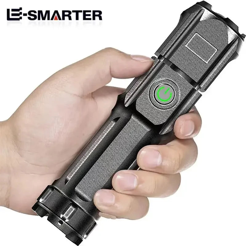 Lanternă LED Puternică Reîncărcabilă USB – Impermeabilă, Zoom, 100 Lumeni, Tactică