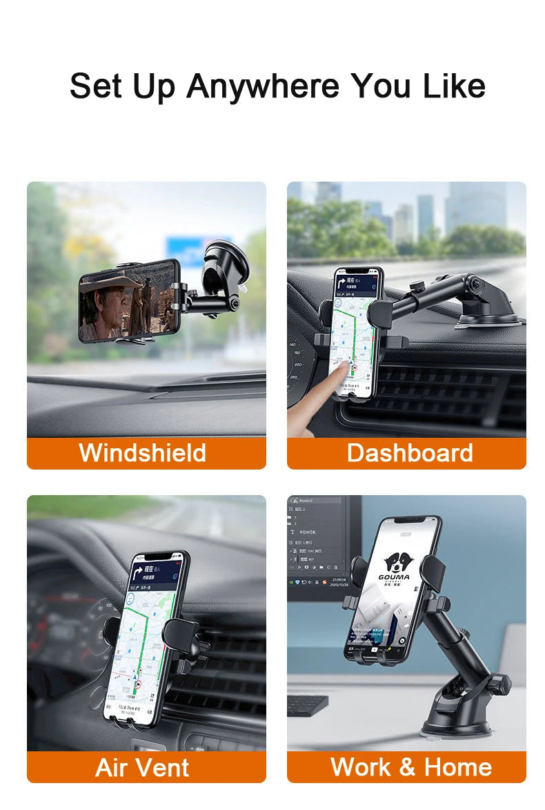 Suport Auto Universal pentru Telefon 360° – Parbriz sau Grila de Ventilație, 4-7 inch